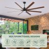 84 in. Integrated LED Farmhouse Indoor/Outdoor Black Smart Ceiling Fan with Remote Control
