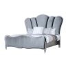 Lovely Attracting Bedroom 3pc Set Queen Size Bed 2x Nightstands Light Gray Fabric Padded HB Wood Leg Silver Color