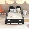 Twin Size Race Car-Shaped Platform Bed with Wheels, Black