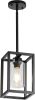 1 Light Black Pendant Light Kitchen Island Farmhouse Pendant Light Fixtures Hanging Metal Cage Rectangular Chandelier
