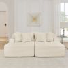 Two-seater lazy sofa lounge chair,Compressed sofa no assembly required, made of velvet fabric, fluffy modern lounge chair