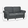 HOMCOM Mid Century Modern Loveseat Sofa, 2 Seater Small Couch with Nailhead Trim, for Living Room, Bedroom, Charcoal Gray