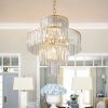 20" Luxury 4-Tier Crystal Chandelier, 12-Light Gold Frame Pendant Light, Elegant Ceiling Lighting for Living Room