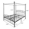Metal Canopy Bed Frame with Ornate European Style Headboard &amp; Footboard Sturdy Steel Holds 600lbs Perfectly Fits Your Mattress Easy DIY Assembly A