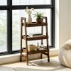 100% Solid Wood Ladder Shelf, 3 Tier Small Ladder Bookshelf, Freestanding Ladder Shelf with Open Storage,Side Table for Living Room, Bedroom, Study
