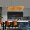 54" Black Rectangular Chandeliers for Dining Room, 12-Light 4 Tiered Large Smoke Glass Chandelier