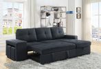 Lucas 97" Dark Gray Linen Sleeper Sectional Sofa with Reversible Storage Chaise