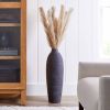 24" Textured Matte Ceramic Floor Vase, Black
