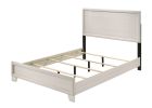 Contemporary 1pc King Size Panel Bed Wooden Bedroom Furniture White/Beige Finish