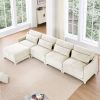 Four - seater sofa, 1 movable ottoman, Chenille fabric, high - quality wooden base, ergonomic, High - resilient sponge, easy install, Suits studies