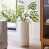 22" Speckled Ribbed Ceramic Floor Vase, Cream White