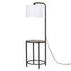 54-inch Mid-Century Style Floor Lamp, with Faux Wood Finished Table