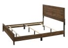 Brown Cherry Finish Fabric 1pc King Size Panel Bed Beautiful Wooden Bedroom Furniture Contemporary Style