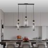 Modern Black and Gold 3-Light Pendant Chandelier, Adjustable Hanging Lights with Cylindrical Mesh Shades, E26 Base, Ideal for Dining Room