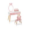 2-in-1 Kids Vanity Table Set with Detachable Mirror, Pink Dressing Table with Storage Shelf & Drawers for Girls