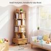 5 Tier Rotating Bookshelf, 360° Display Round Spinning Bookshelf with Wheels, Space-Saving, Small Space Rotating Bookshelf Tower for Bedroom