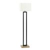 61"H Metal Windowpane Floor Lamp, Black Finish with Faux Wood Base