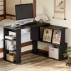 Home office desk, corner desk, space saving type, computer desk, writing desk, black