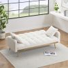 69 Inch Sofa Bed Beige with Adjustable Teddy Sofa for Small Space Living Room and Bedroom