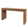 64in Rustic Wood Console Table – Elegant Entryway Table with Decorative Beaded Trim