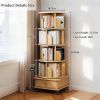 5 Tier Rotating Bookshelf, 360° Display Round Spinning Bookshelf with Wheels, Space-Saving, Small Space Rotating Bookshelf Tower for Bedroom