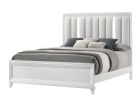 Contemporary King Size Bed 2xNightstand 3pc Set Panel Bed Upholstered Cushion LED Lights Headboard White Finish Wooden Solid Wood Furniture