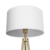 Sway Brassed Gold Floor Lamp with On/Off Switch Triple Legs White Fabric Shade