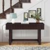 52 inch Sofa Table with Storage Drawers, Mid Century Farmhouse Fluted Console Table with Solid Wood Legs. Entryway Table for Living Room TV