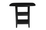 Black Finish 5pc Counter Height Set Dining Counter Height Table with Lower Shelves and 4x Chairs Set Faux Leather Upholstered Kitchen Dining Furniture