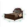 Roma Traditional Style Button Tufted Upholstery Headboard King Bed Made with Wood in Dark Walnut