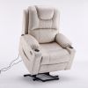 Power Lift Recliner Chair Sofa with Massage and Heat for Big and Tall Elderly,Infinite Positions,Single Motor,Cup Holders,and USB Ports
