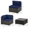 7 Pieces Patio Furniture Set, Rattan Outdoor Conversation Set Garden Wicker Sofa Set, Sectional Furniture, Navy