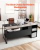 VEVOR L-Shaped Executive Desk, Large Modern Office Table with Drawers & Storage Cabinet, Heavy Duty Wooden Executive Table with CPU Stand