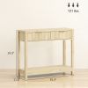 35" Console Table with Storage, Narrow Entryway Table with Fluted Panel Drawers and Shelf for Hallway, Natural