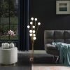 46" In 11-Light Acrylic Globe Aluminun Led Chrysanthe Yellow Gold Metal Floor Lamp