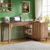 L-Shaped Desk with Storage Cabinet, 57-Inch Wood Corner Workstation, Home Office Computer Desk