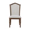 Formal Traditional Design Side Chairs Set of 2 Cherry Finish Fabric Upholstery Nailhead Trim Wooden Dining Furniture
