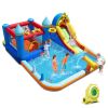 Inflatable Water Slide Bounce House, Multi-Sport Games with Splash Pool & Blower (Colorful)
