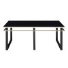 Black Coffee Table and End Tables Set Occasional 3pc Tables Tempered Glass Top Metal Frame Modern Living Room Furniture