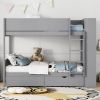 Twin over Twin Bunk Bed With 2 Drawers and Multi-layer Cabinet, Gray