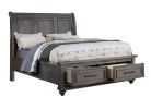 Eastern King Size Bed w Under bed Drawer Vintage Look Gray Color Beautiful Panel 1pc Bedframe Bedroom