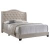 Copper Beige Upholstered Queen Wingback Bed