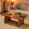 Central table, low cocktail coffee table with thick tabletop, sturdy base dining table