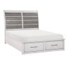 Antique White and Gray Finish Queen Platform Bed with Footboard Storage Classic Design Wooden Furniture 1pc