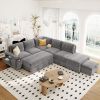 U_STYLE L-shaped Padded Modular Sofa with Storage Space, USB Ports, and Cup Holders on the Armrests, Suitable for Living Rooms, Offices