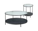 2pc Modern Occasional Table Set Coffee Table Glass Top End Table Black Metal Finish Living Room Furniture