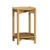 Round Modern Dowel End Table, Natural Teak Finish