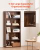 VEVOR 5 Tiers Narrow Bookshelf, 53 in Wooden Open Bookcase with Height-Adjustable Shelf