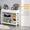 39" Console Table, Narrow Entryway Table with Storage Shelves, Drawers and X Frame for Behind Couch, Living Room, Hallway, White