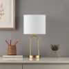 16.75" Gold Metal Arch Table Lamp with White Fabric Lamp Shade
